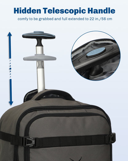 Hynes Eagle 22" Hybrid Carry-On Luggage, Softside Rolling Backpack, Grey