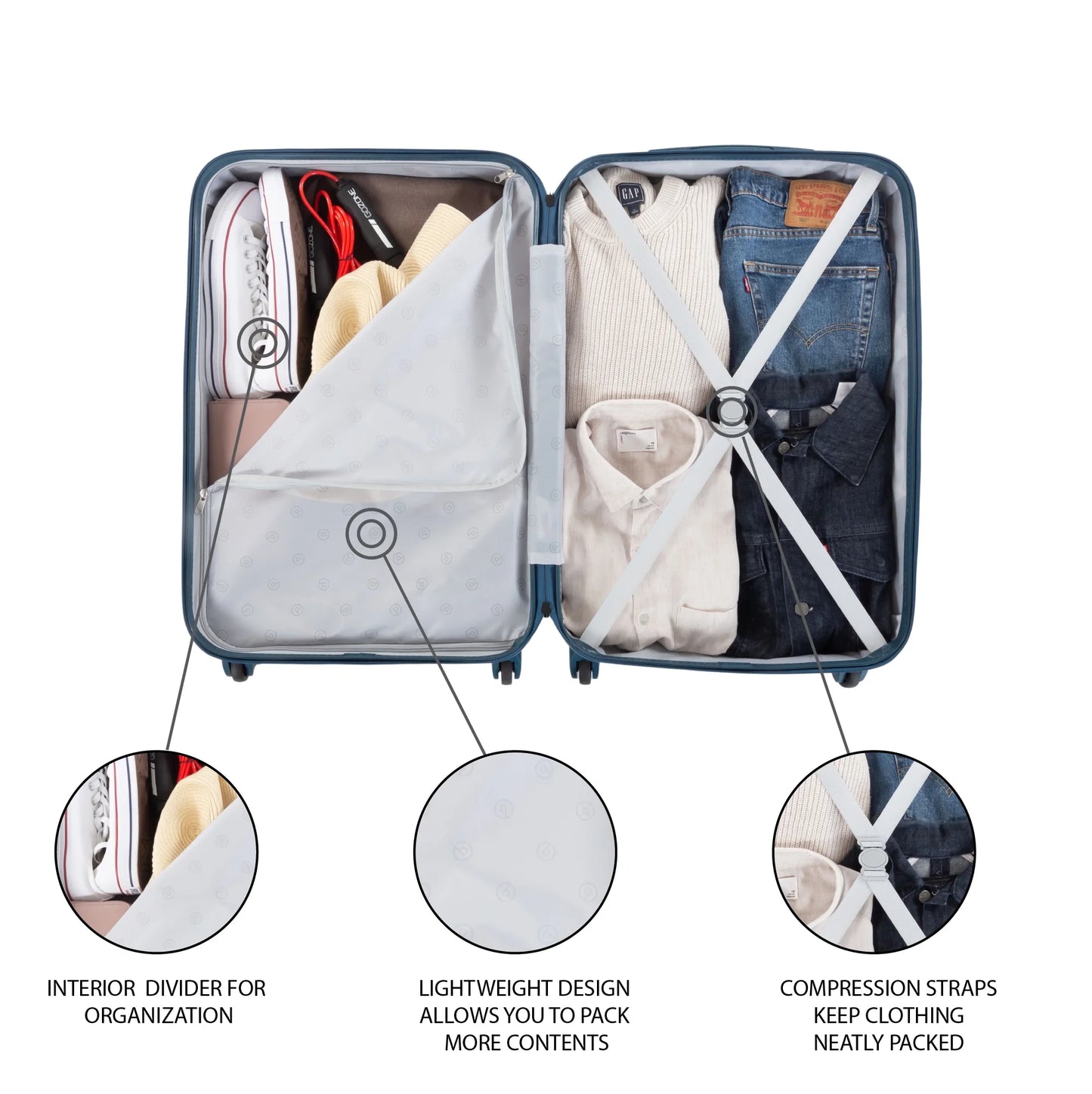 Protege 2-Piece Hardside Rolling Luggage Set, Blue