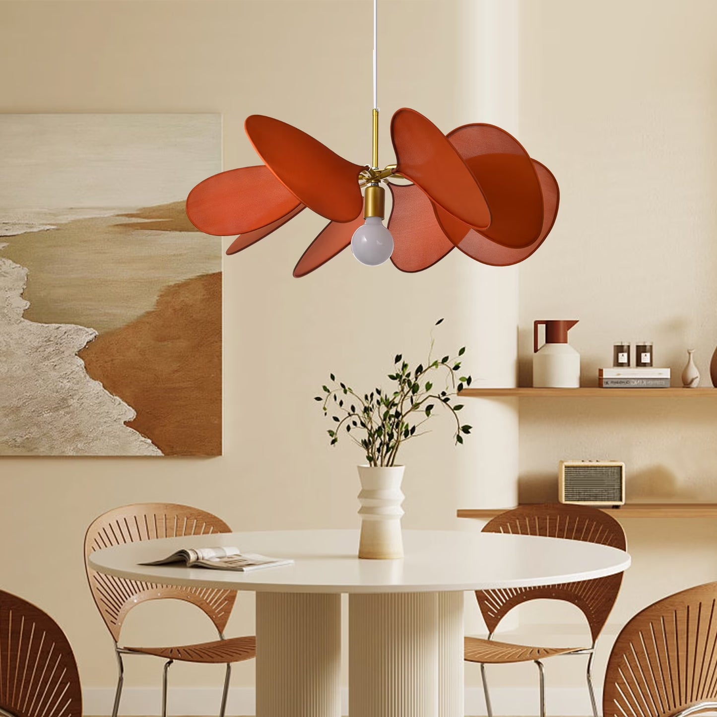 Arturesthome Dining Room Pendant Light, Nordic Modern Light Fixture, Modern Home Ceiling Light, Living Room Boho Flower Hanging Lamp, Bedroom Chandelier