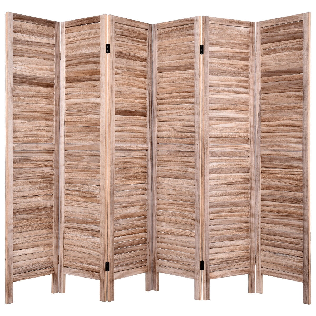 Costway 67'' High 6 Panel Room Divider Furniture Classic Venetian Wooden Slat Home Brown