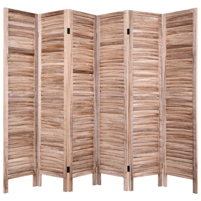 Costway 67'' High 6 Panel Room Divider Furniture Classic Venetian Wooden Slat Home Brown