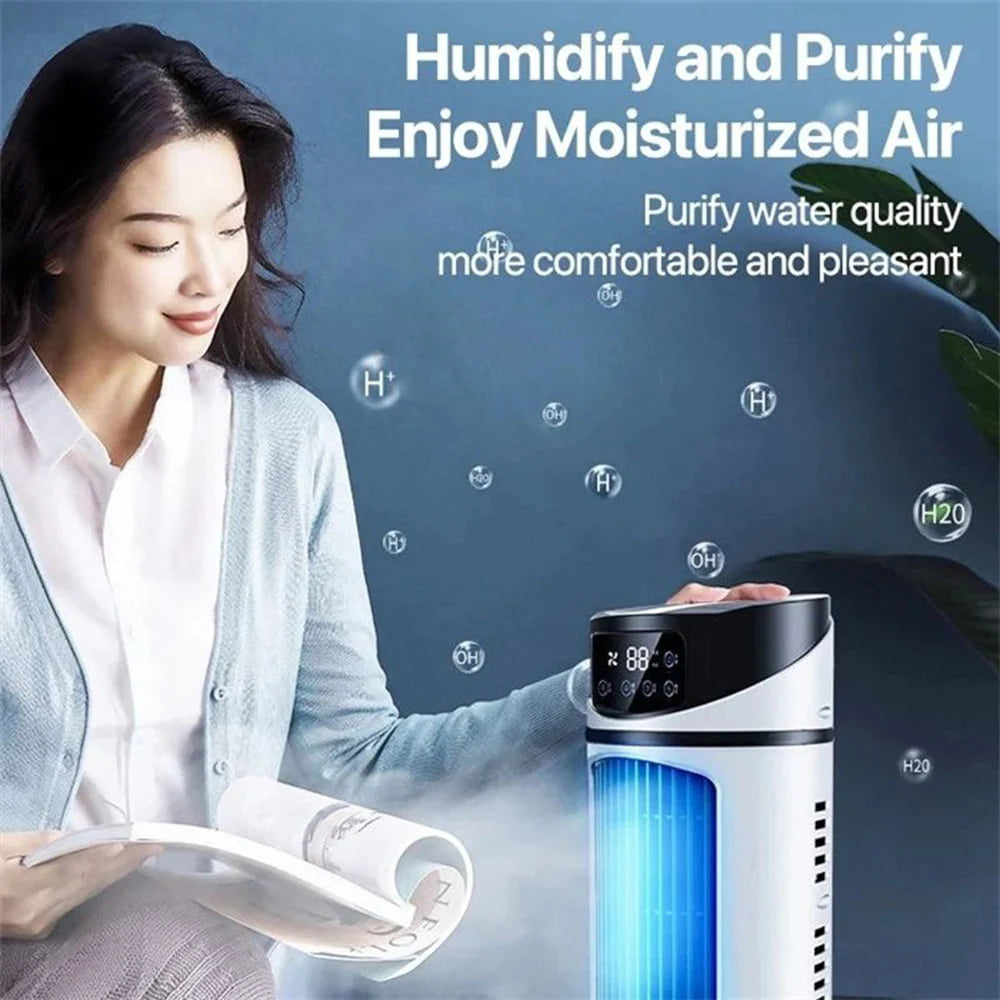 KIZOCAY Portable air conditioner with 6 air speeds, 60° & 120° automatic oscillating evaporative air conditioning fan, quite air cooler humidifier, suitable for home office outdoor, white