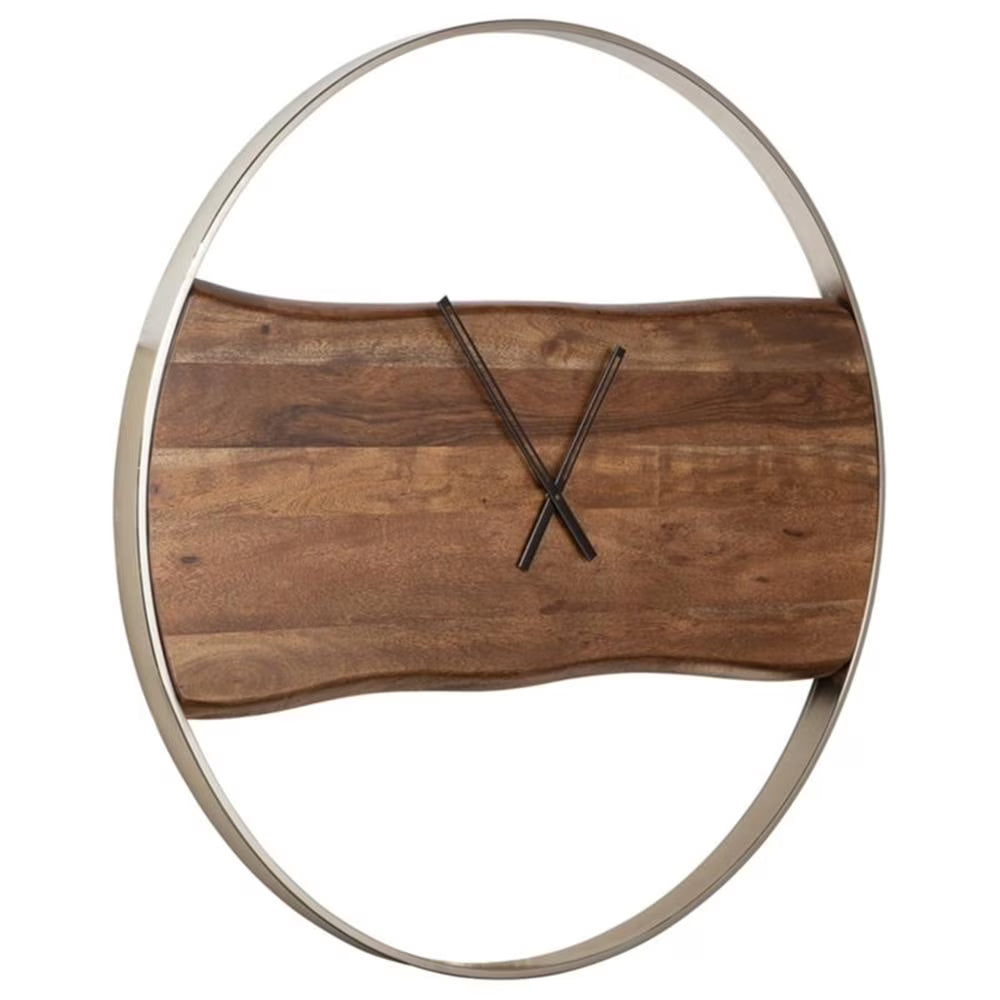 Signature Design by Ashley Casual Panchali Wall Clock Brown/Silver Finish