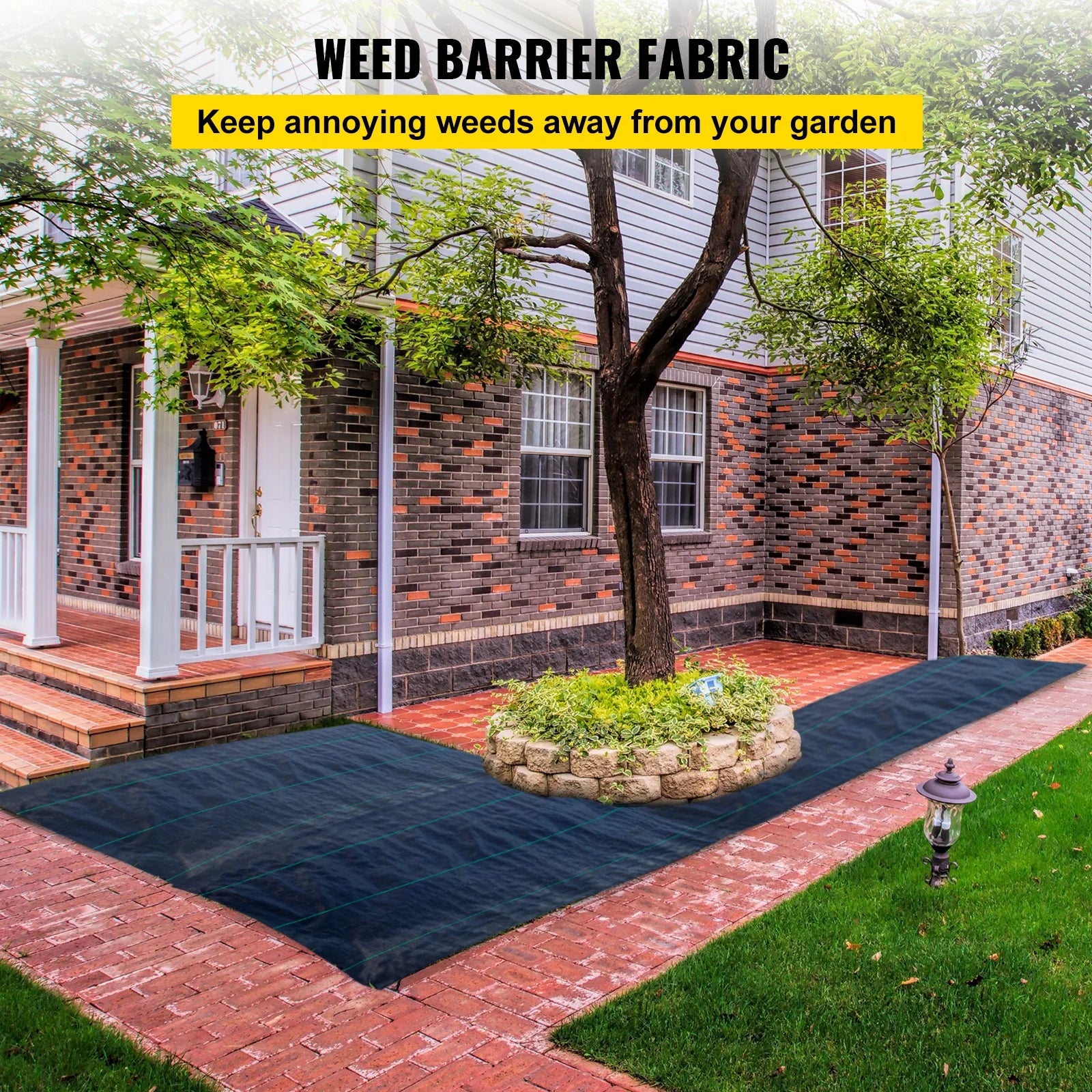 KFFKFF 6.5FTx300FT Superior Weed Barrier Cloth, Robust 3.2OZ, Interlaced Weed Prevention Material, Excellent Permeability Ideal for Flower Beds, Geotextile Cloth for Underlayment