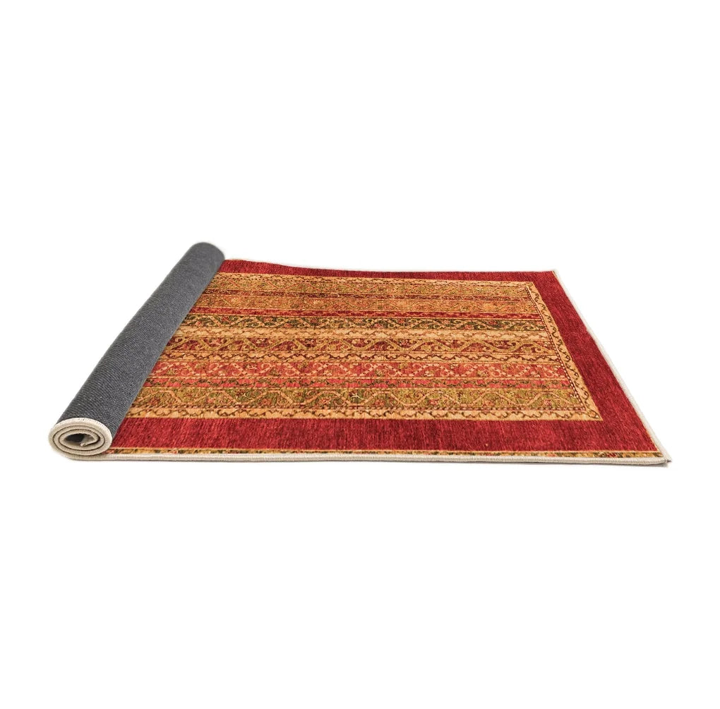 Ahgly Company Indoor Rectangle Abstract Orange Modern Area Rugs, 2' x 3'