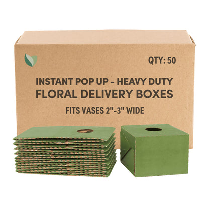 Holiday Designs - Pop-Up Florist Delivery Box, Heavy Duty Corrugated Cardboard Vase Boxes for Secure Floral Arrangements During Transport, 8 x 8 x 5 (Large - Bulk Case of 50)
