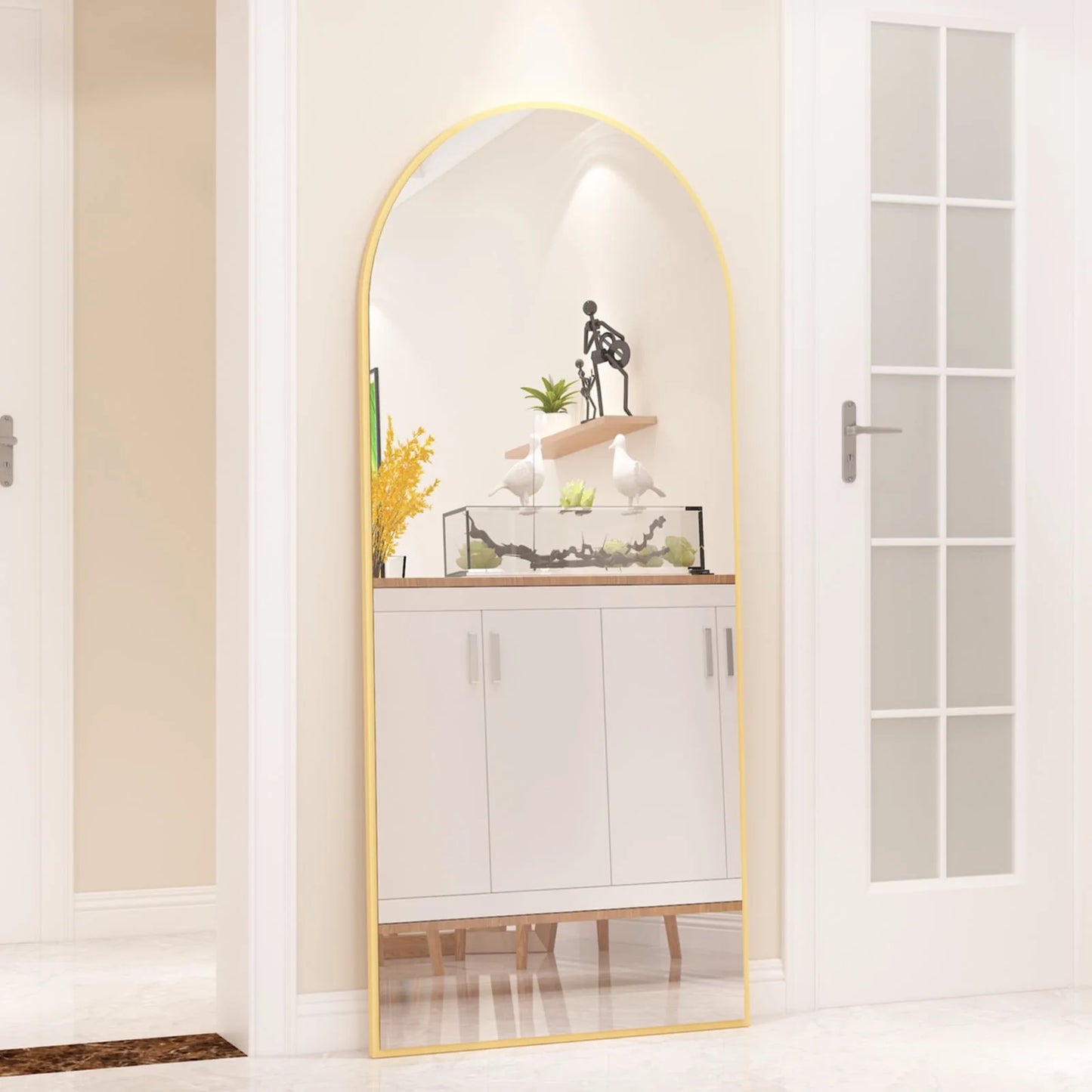RACHMADES 65"x24" Arch Mirror Full Length Full Body Mirror Arched Floor Mirror with Stand Tall Mirror Long Gold Mirror FULL Length