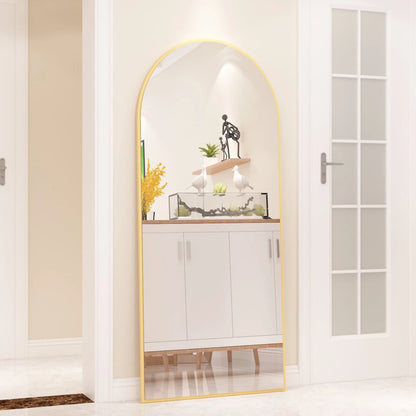 RACHMADES 65"x24" Arch Mirror Full Length Full Body Mirror Arched Floor Mirror with Stand Tall Mirror Long Gold Mirror FULL Length