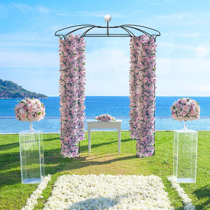 Moccha Birdcage Shape Gazebo, 9.4' H x 6.8' W Pergola Pavilion Arbor for Climbing Plants, French Style Arch Trellis with 8 Ground Stakes, Outdoor Metal Garden Arch for Wedding Party Decoration, Black