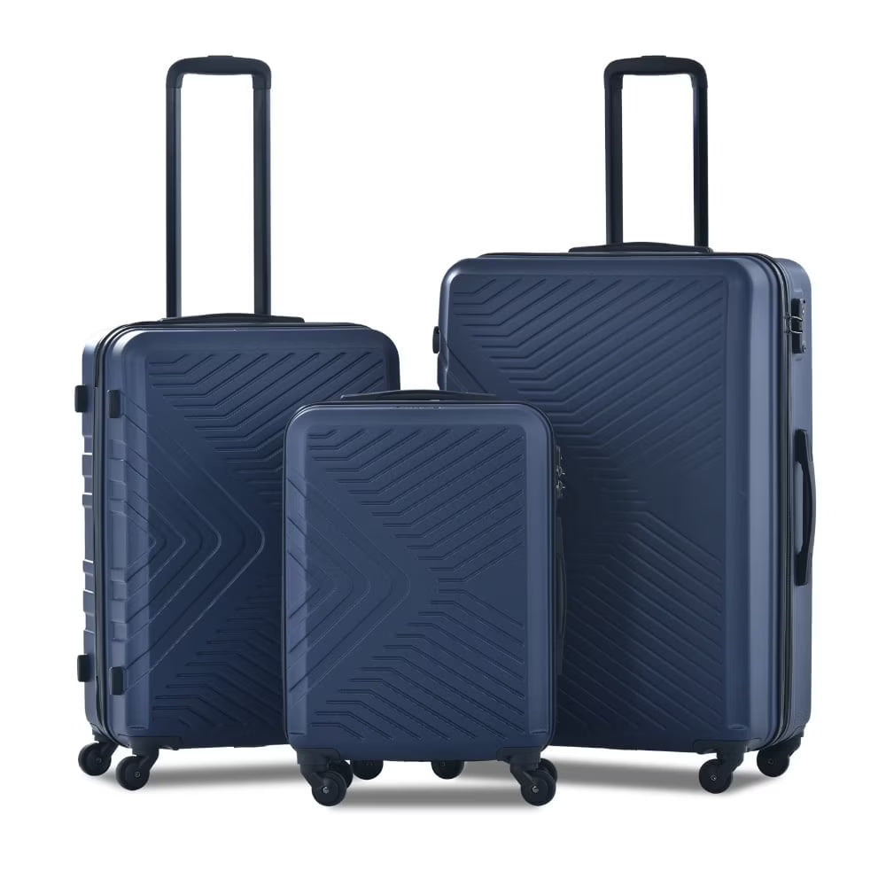 Yougu 3 Piece Hardshell Luggage Set Hardside Lightweight Suitcase with TSA Lock Spinner Wheels 20in 24in 28in,Pink