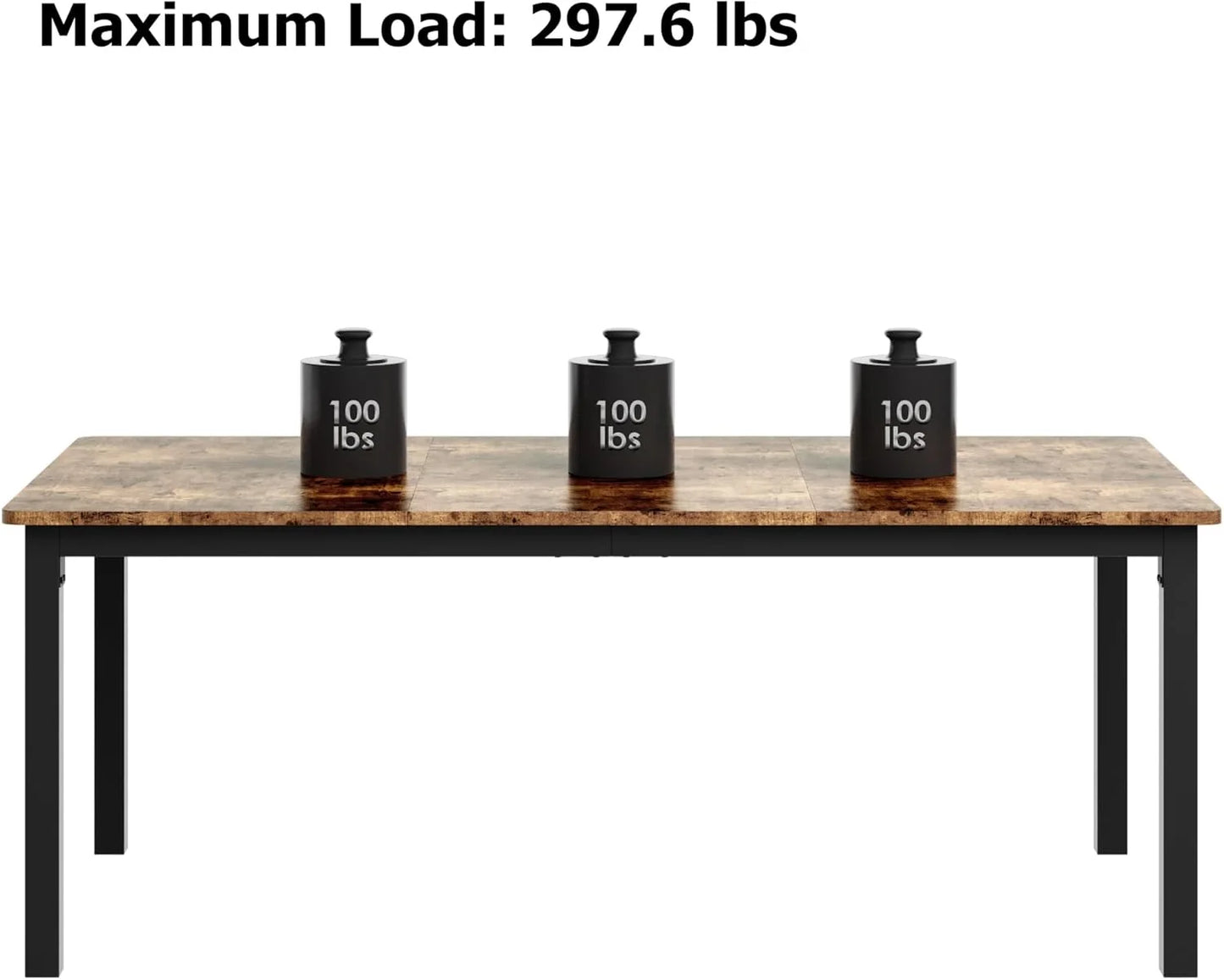 78.7in Industrial Dining Table for 8, Wooden Long Dinner Table with Mortise Tenon Design, Kitchen Table with Sturdy Metal Legs, for Dining Room Home Office Living Room, Retro Brown