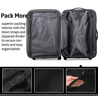 3 Piece Luggage Set Hardside Spinner Hardshell Suitcase with TSA Lock 4-Wheel Upright Luggage for 360 Degree Movement (20/24/28), Purple