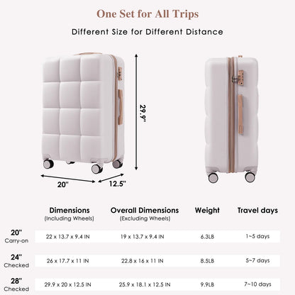 Luggage Sets 4 Piece, Expandable Suitcase Set with USB Port and Cup Holder, ABS Hardshell Carry on Luggage with Spinner Wheels and TSA Lock (20in24in28in), Black