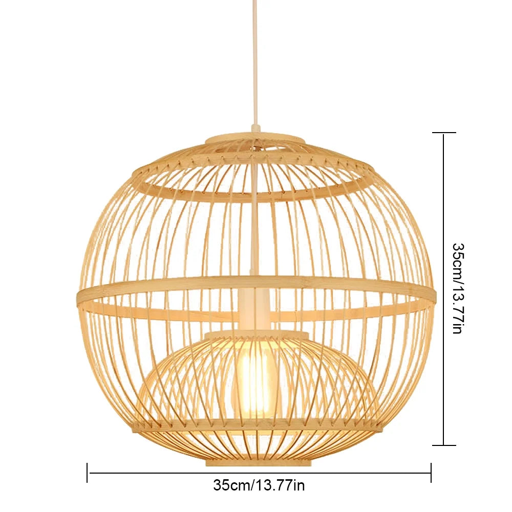 Arturesthome 1-Lights Bamboo Handmade Globe Hanging Light Lampshade Decor for Kitchen Island E26/27