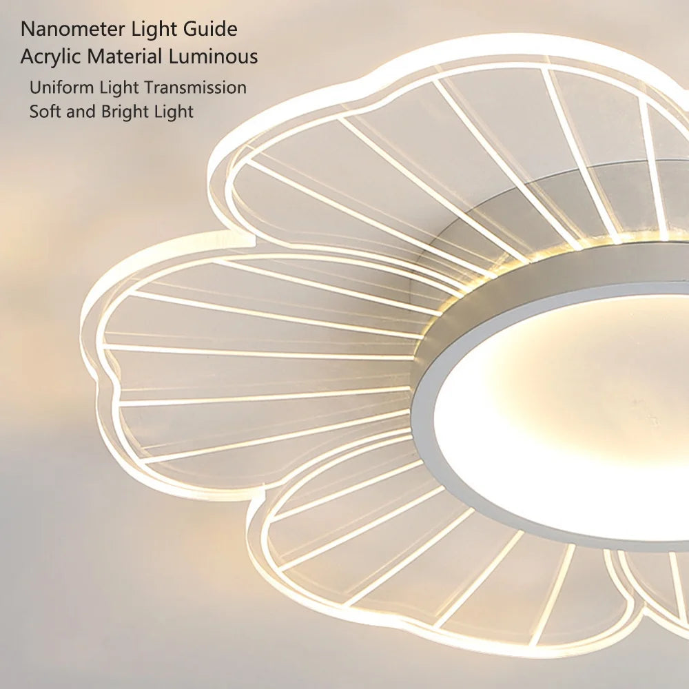 Modern LED Flush Mount Ceiling Light Fixture with Remote Control, Flower Shape Ceiling Light Dimmable LED Close to Ceiling Ligh, Elegant Home Ceiling Lamp for Bedroom Livingroom Dining Rooms