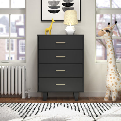 Child Craft Soho 42" Interlocking 4-Drawer Chest for Nursery or Bedroom, Tip-Resistant, Modern Style, White/Natural