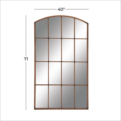 DecMode 39" x 71" Copper Window Pane Inspired Wall Mirror with Arched Top