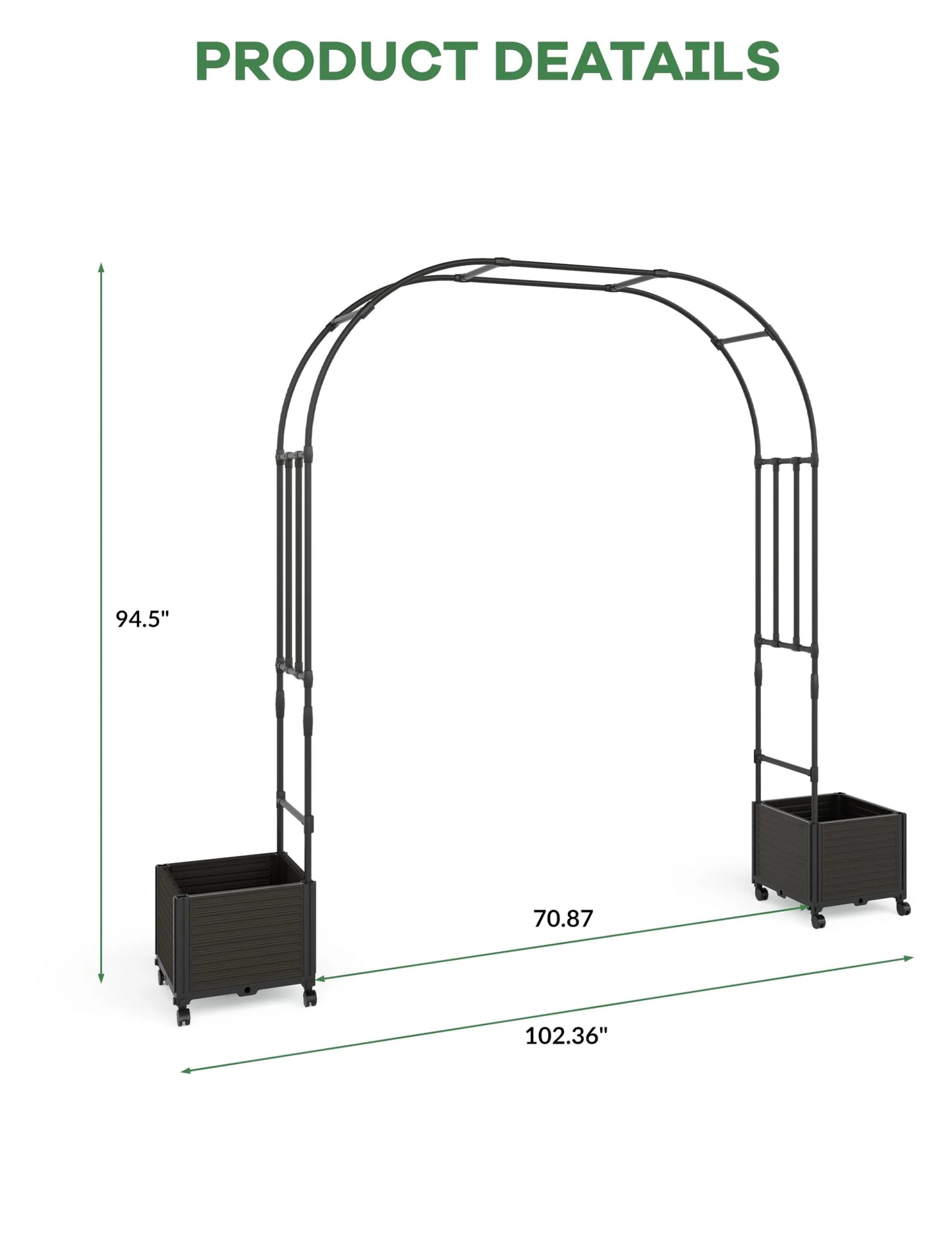 Riedhoff Span 47.2" Steel Garden Arch Trellis for Climbing Plants,Outdoor Garden Arbors and Arches