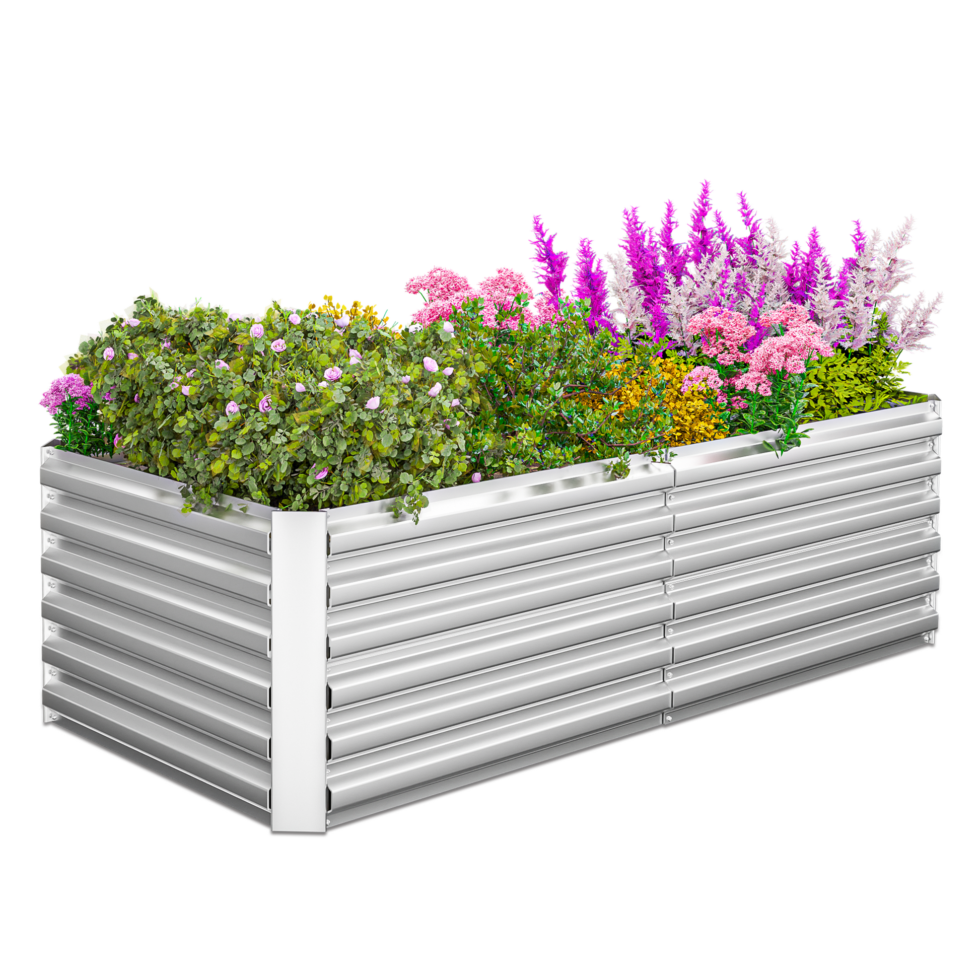 Outdoor Metal Raised Garden Bed,8x4x2ft Planter Box for Vegetables,Flowers,Herbs w/478 Gallon Capacity,Black