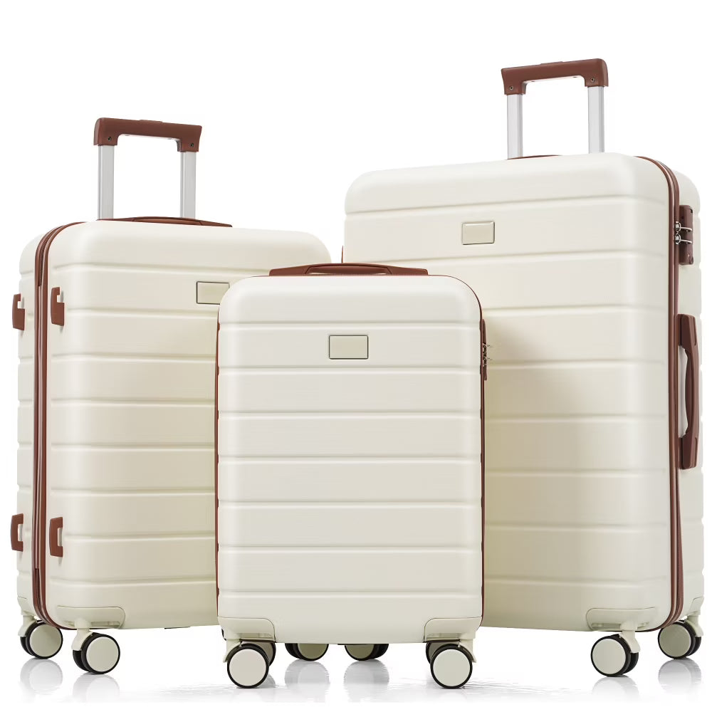 Premium ABS Travel Luggage Set , 3-Piece TSA Lock Suitcase Ensemble with 20, 24, and 28 Inch