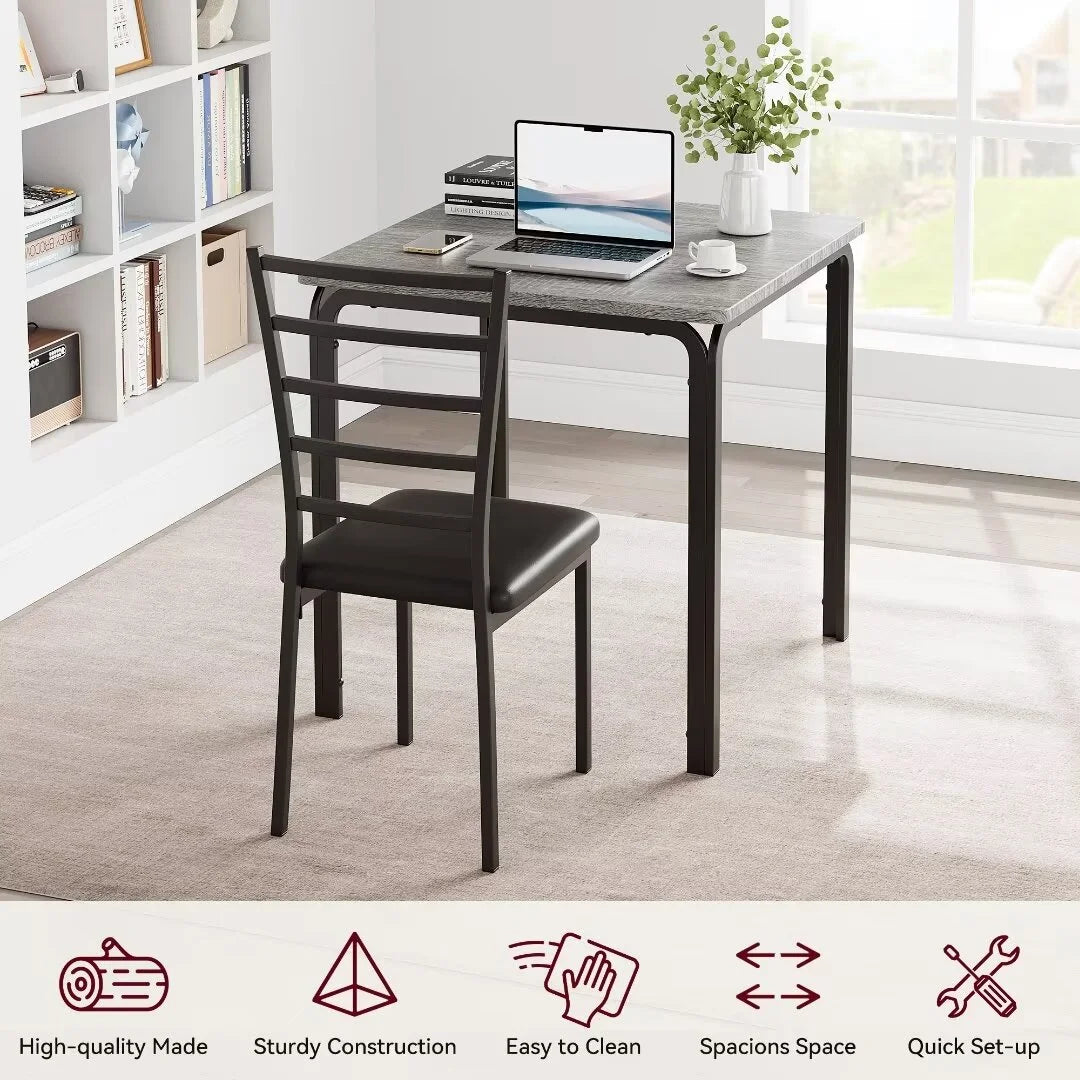 Dining Table for 2, Small Square kitchen Dining Tables Set,Space Saving Wood Accent Furniture for Apartment,Home Office, Gray