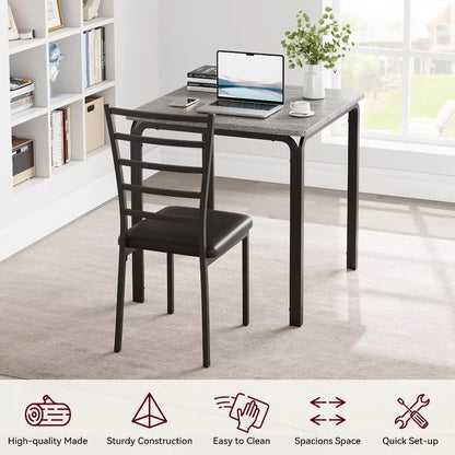 Dining Table for 2, Small Square kitchen Dining Tables Set,Space Saving Wood Accent Furniture for Apartment,Home Office, Gray