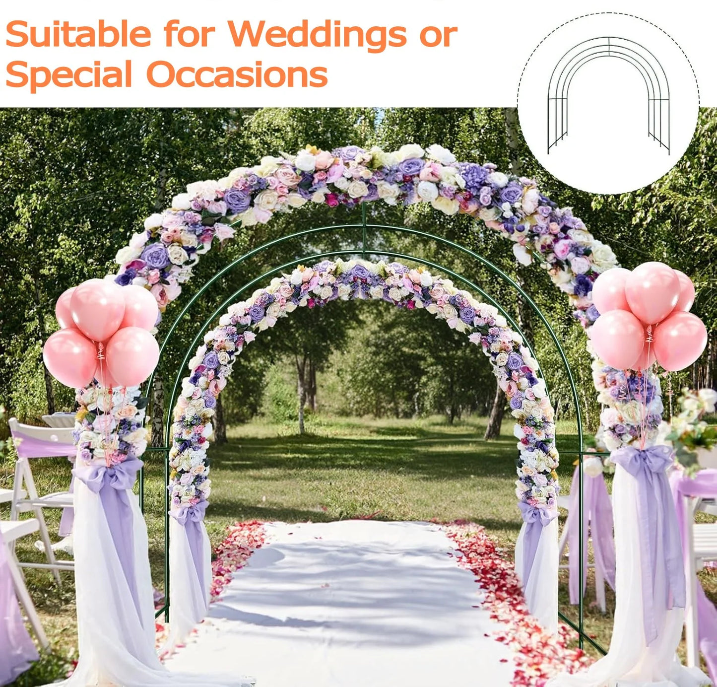 SHZOND Metal Garden Support Arch Frame for Climbing Plants, 158 x 84.6 x 86.6 Inch Large Plant Climbing Arbor Arch for Vines, Weddings & Backyard Decoration (Green)