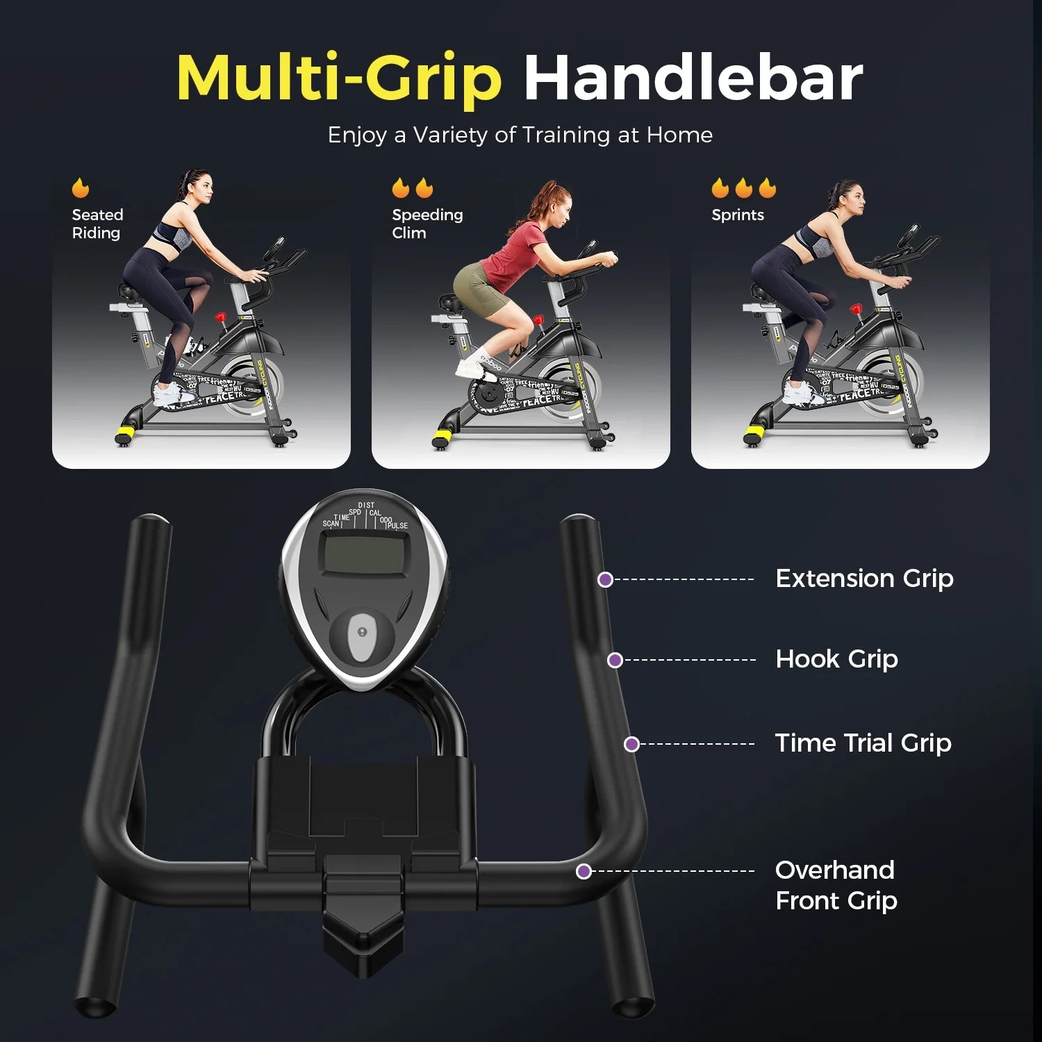 Pooboo Stationary Exercise Bike Indoor Cycling Bike Cycle Bicycle Adjustable Resistance for Home Office Cardio Workout Machine Max Weight 350 lbs