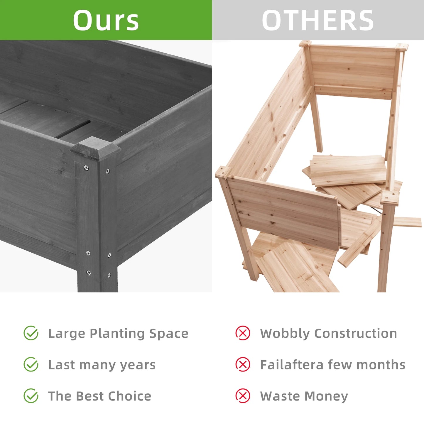 Segmart Planter Box with Legs, Outdoor Wood Elevated Garden Bed, Elevated Garden Bed for Vegetables Flower Herb Patio, SS2243