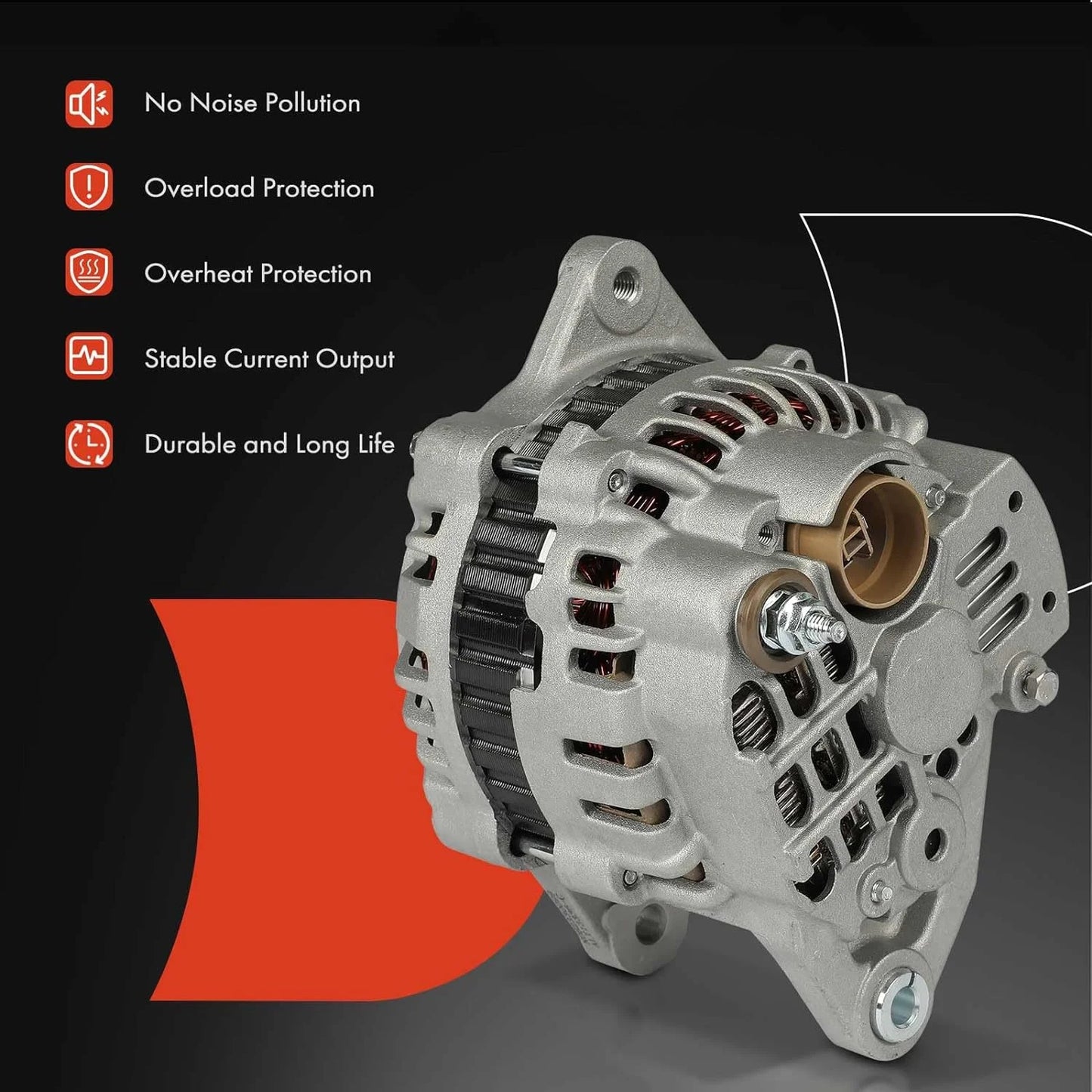 A-Premium Alternator Compatible with Chevrolet Metro, Tracker & GMC Tracker & Suzuki Sidekick, Swift, X-90 & Pontiac Firefly, Sunrunner & Geo Metro, Tracker, 12V 55A 4-Groove Pulley Clockwise