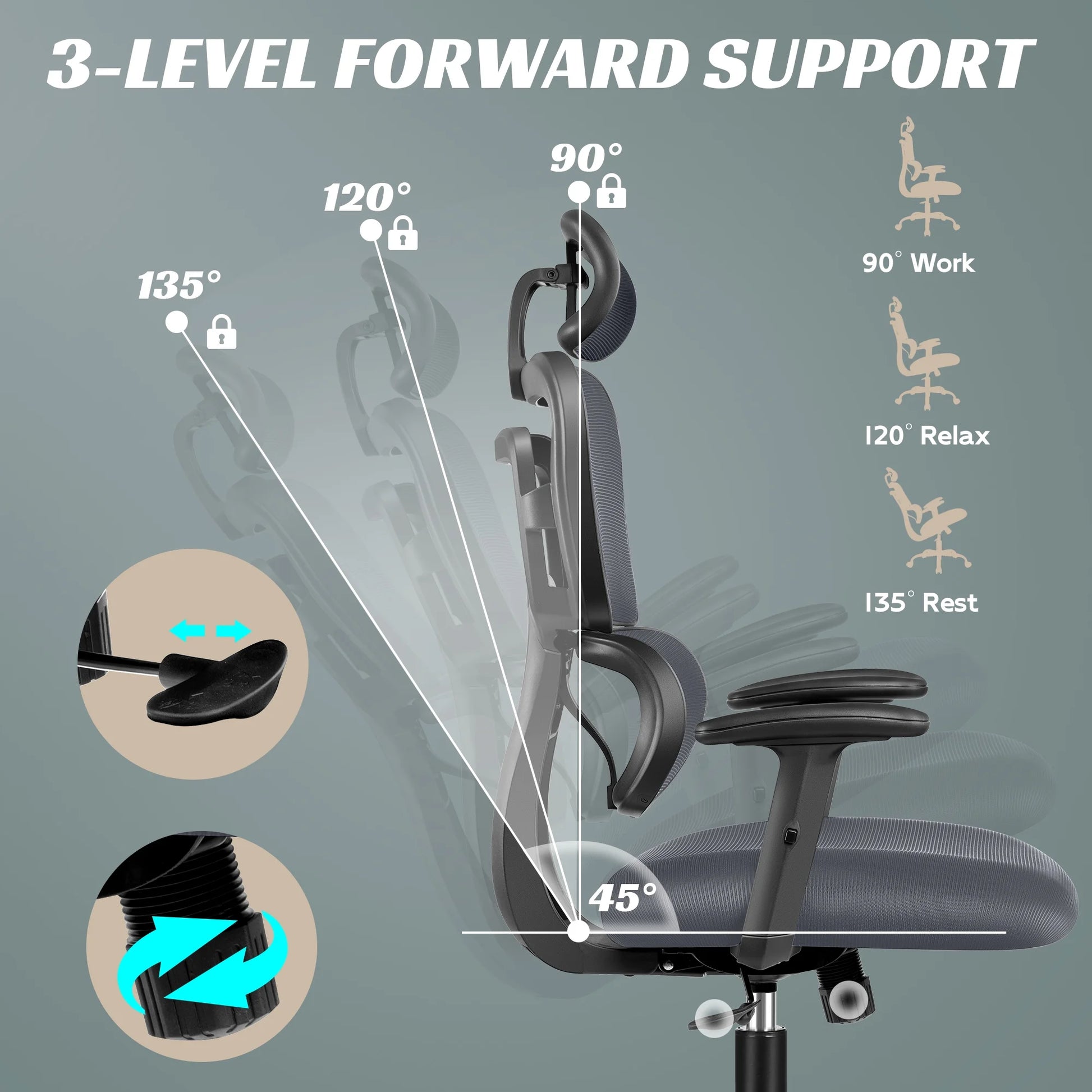 COOLHUT Ergonomic Office Chair Desk Chair High Back Computer Chair with Lumbar Support, High-Sponge Cushion Home Office Chair, 300lbs, Dark Gray