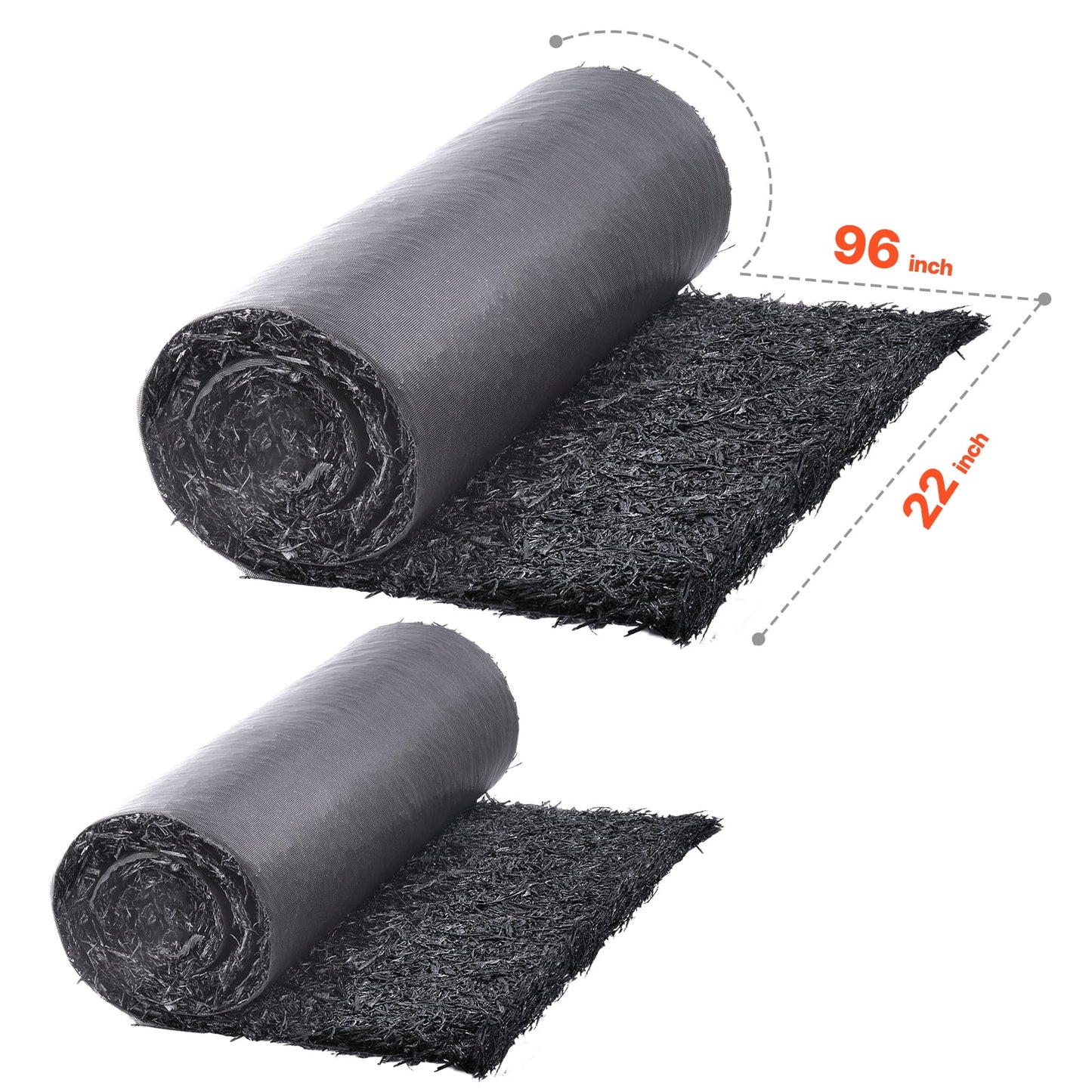 VEVOR Rubber Mulch for Landscaping, 2 Rolls Recycled Rubber Mulch Mat 96 x 22 in, Permanent Rubber Pathway, Natural-Looking Black Mulch Garden Edging for Plants, Vegetables & Flower Garden Barrier