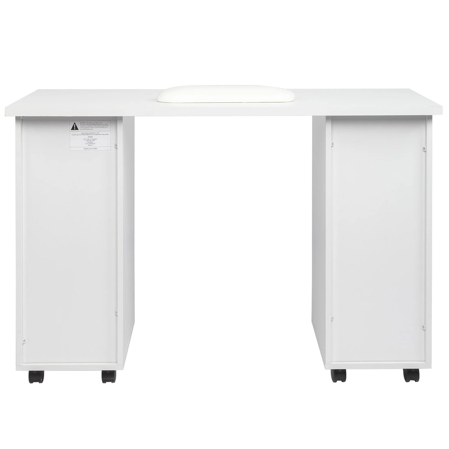Sesslife White Computer Desk, Writing Desk with Lockable WheelsModern Wood Study Desk with 4 Drawers for Home Office Workstation