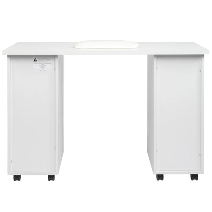 Sesslife White Computer Desk, Writing Desk with Lockable WheelsModern Wood Study Desk with 4 Drawers for Home Office Workstation