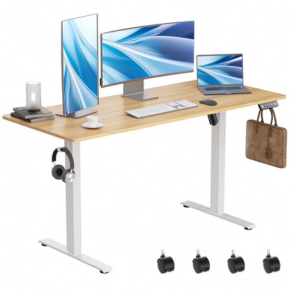 VVENACE Electric Standing Desk Height Adjustable Desk 48 inch 4 Memory Height Ergonomic Sit Stand up Desk for Home Office, White, 2 Split Boards