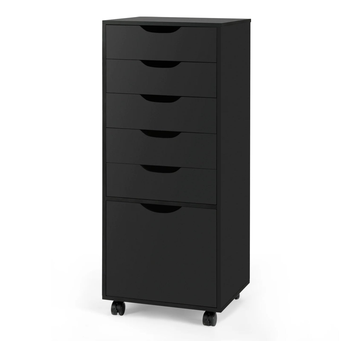 RichYa 5-Drawer Dresser with Caster Wheels, Chest of Drawers with Bottom Cabinet Storage,Storage Cabinet for Bedroom,Home Office (White)