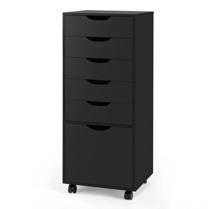 RichYa 5-Drawer Dresser with Caster Wheels, Chest of Drawers with Bottom Cabinet Storage,Storage Cabinet for Bedroom,Home Office (White)