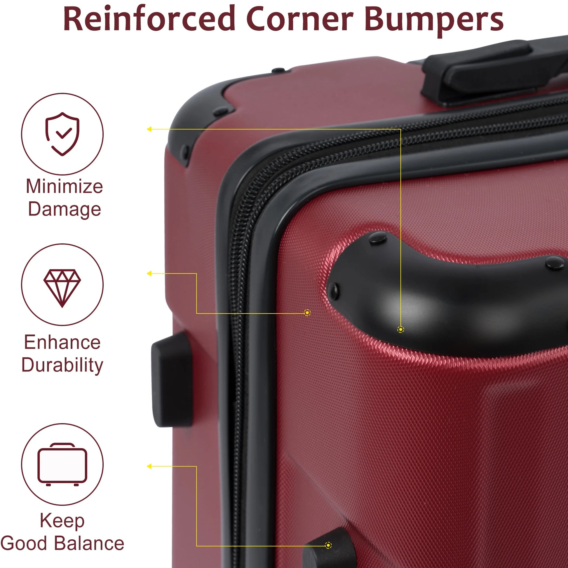 Dasyfly 24" Hardside Checked Luggage with TSA Lock, Red