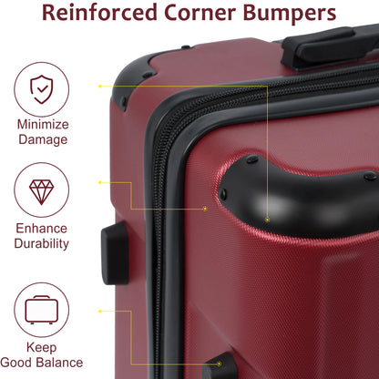 Dasyfly 24" Hardside Checked Luggage with TSA Lock, Red
