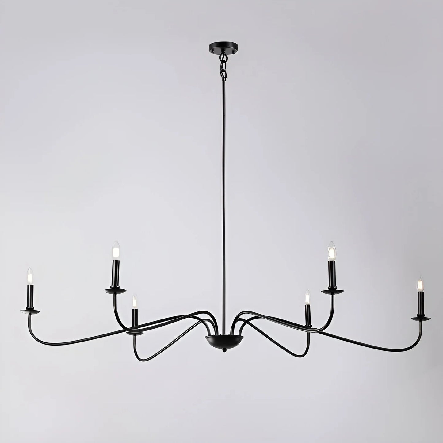 6-Light Classic French Minialist Chandelier with Candle-Style Lighting Black