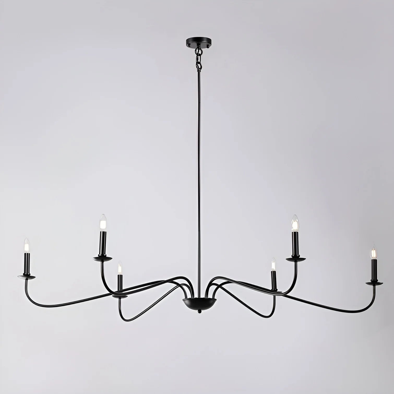 6-Light Classic French Minialist Chandelier with Candle-Style Lighting Black