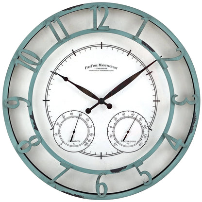 FirsTime & Co. Teal Laguna Outdoor Wall Clock, Farmhouse, Analog, 18 x 2 x 18 in
