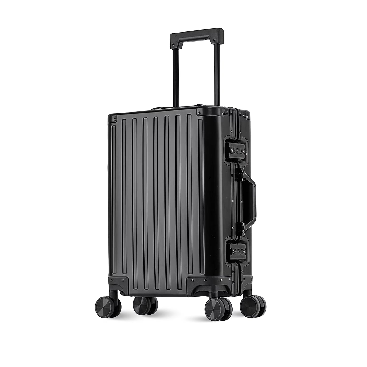 HDUTNGISN 14"x7.8°x19.6" Aluminum Carry-On Luggage Airline Approved,Zipperless Hard Shell with Spinner Wheels (20"Black)