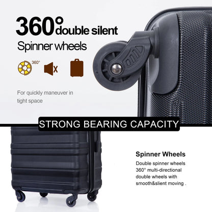 Tripcomp Hardshell Luggage Set 3-Piece Set (21/25/29) Lightweight Suitcase 4-Wheeled Travel Case (Black)