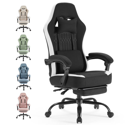 MCQ Ergonomic Swivel Gaming Chair with Headrest Lumbar Support for Home Office, Black and Grey