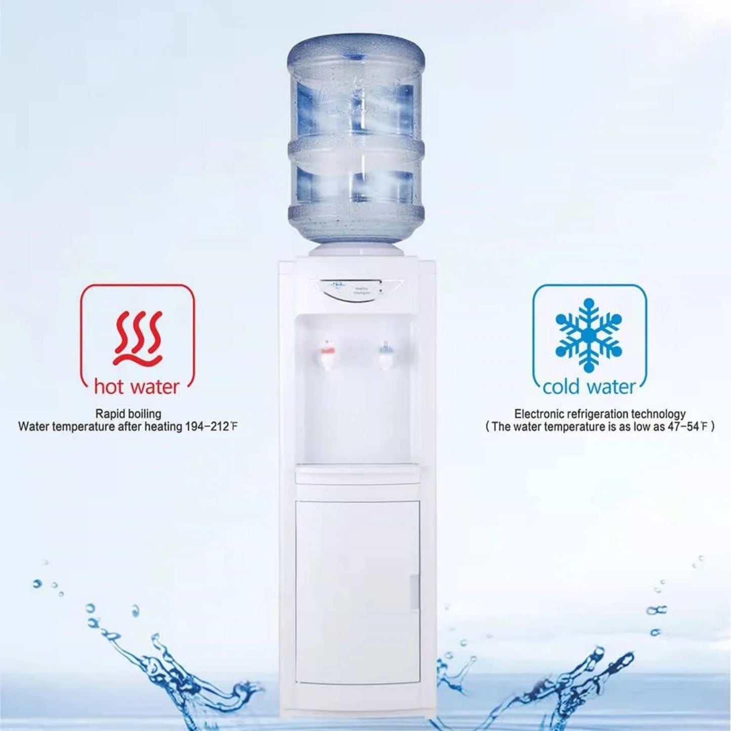 Top Loading Water Cooler Dispenser, Hot & Cold Water Cooler 5 Gallon with Children Safety Lock Storage Cabinet for Home Office Indoor Use