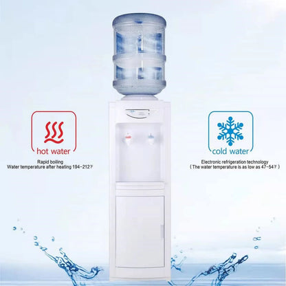 Top Loading Water Cooler Dispenser, Hot & Cold Water Cooler 5 Gallon with Children Safety Lock Storage Cabinet for Home Office Indoor Use