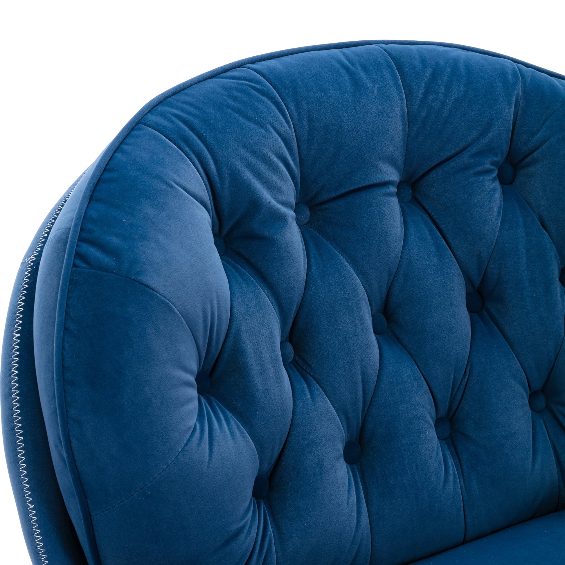 Swivel Accent Chair with Ottoman, Velvet Accent chair with Footrest, Mid-Century Modern Lounge Chair and Ottoman Set, Reading Chair for Living Room, Bedroom, Reading Room, Home Office, Blue