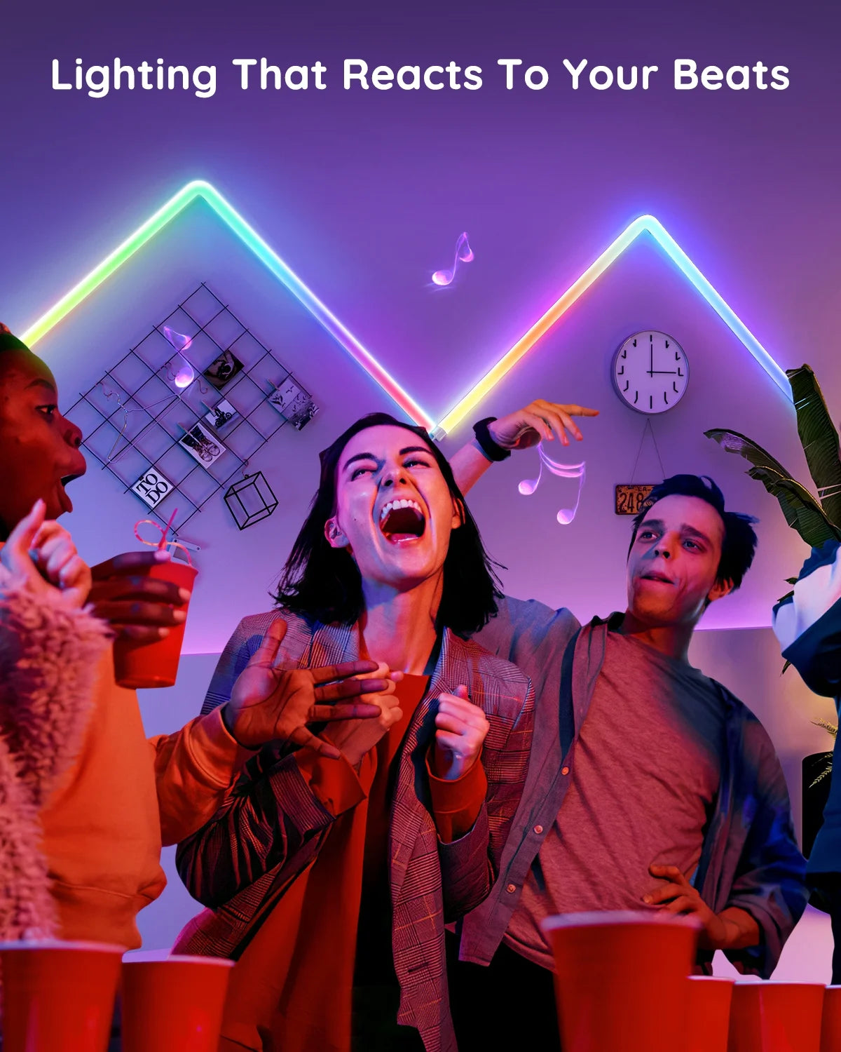 Govee Glide RGBIC Smart Wall Light, Multicolor Customizable, Music Sync LED Home Decor, 6 Pcs and 1 Corner