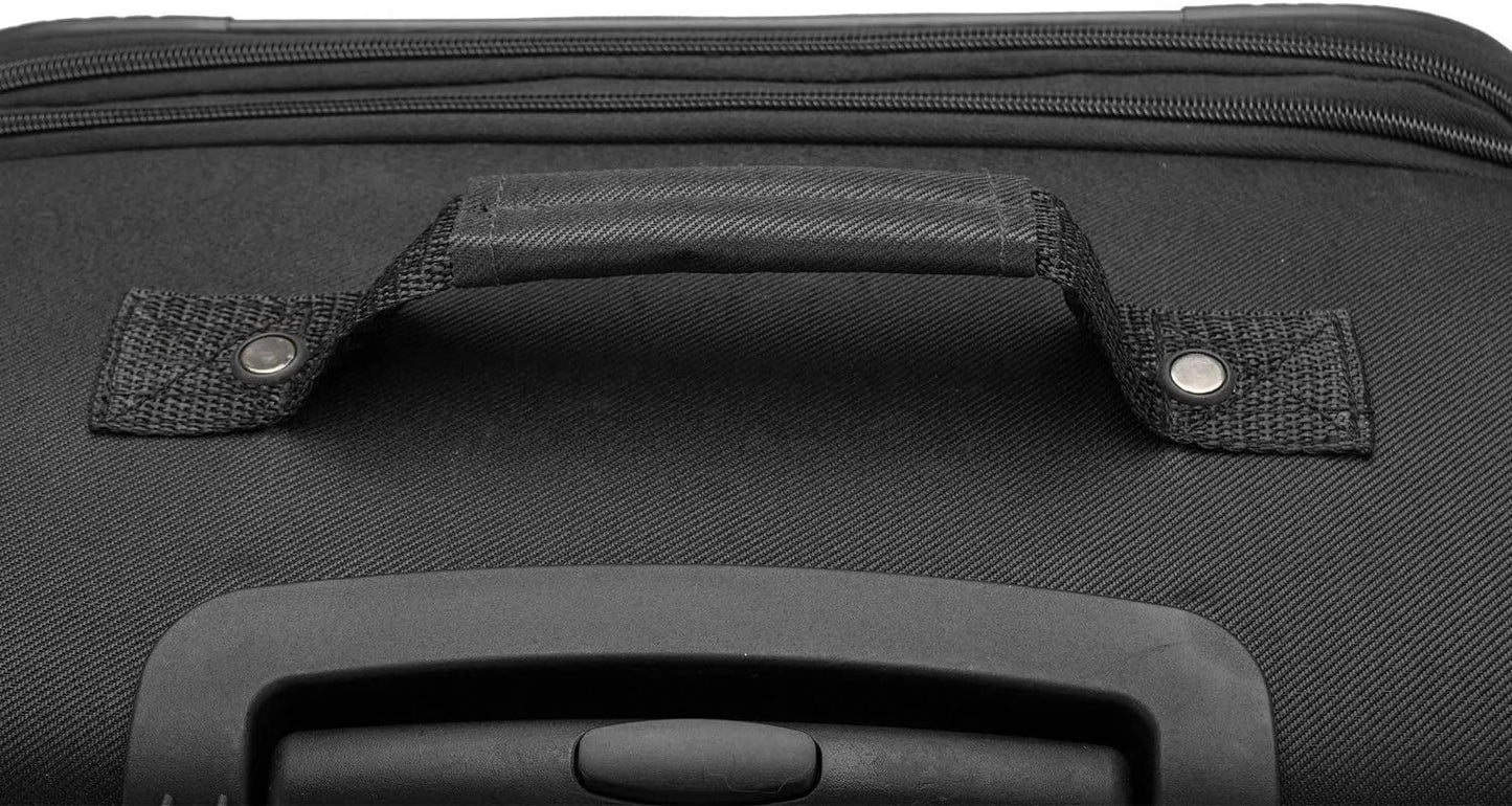 U.S. Traveler Aviron Bay Expandable Softside Luggage with Spinner Wheels, Black, 22" Carry-on